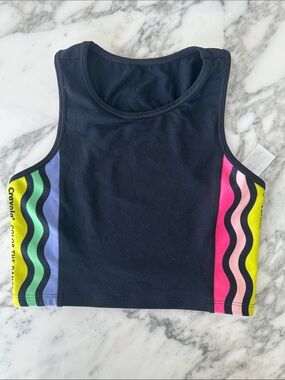 Zumba x Crayola Black Wavy Stripe Tank Small Color the Dance Floor